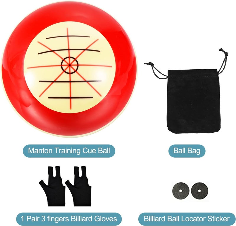 HEYLEAYAR Professional Billiard Training Cue Ball Pool Cue Ball Practice Training Artifact with Billiard Gloves,Pool Ball Bag,Billiard Accessories Used in American Billiards Eight Balls - Image 2